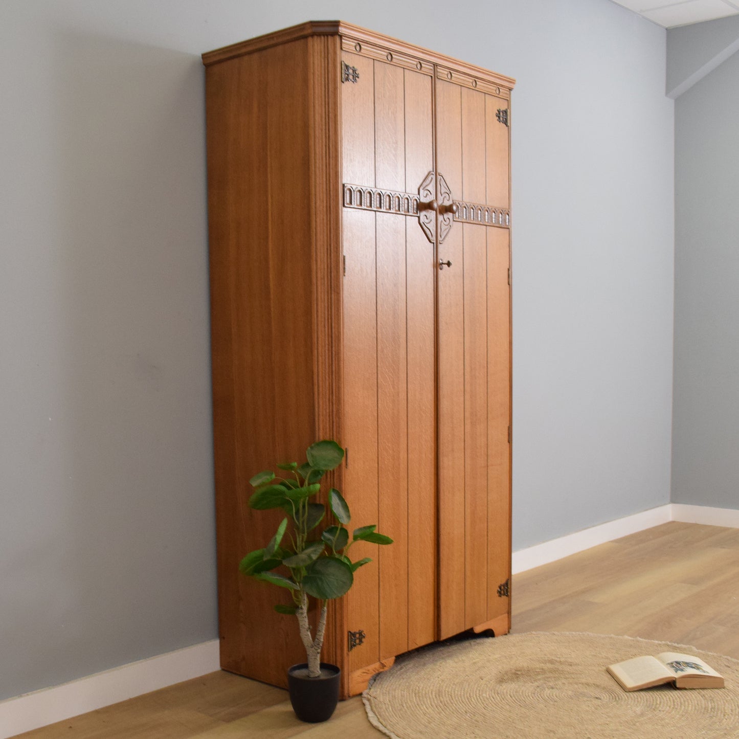 Restored Oak Gents Wardrobe