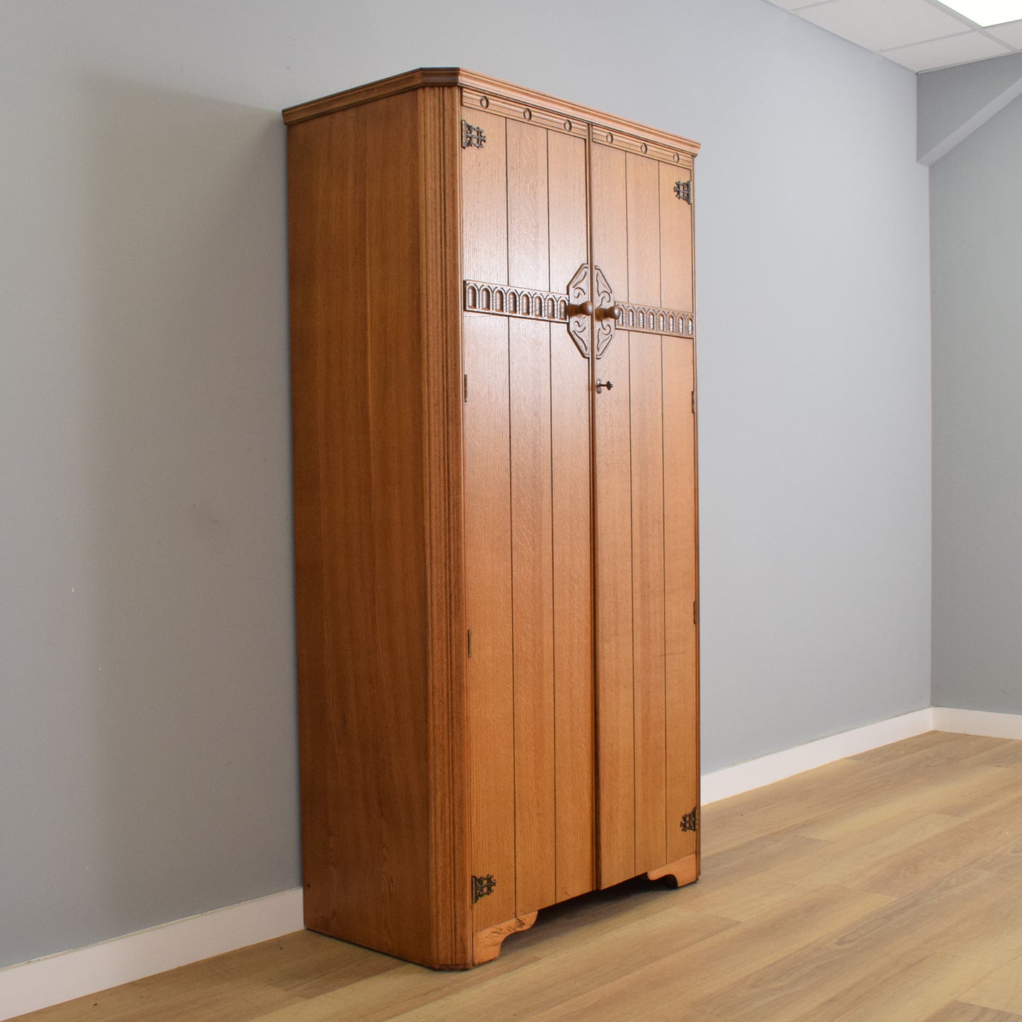 Restored Oak Gents Wardrobe