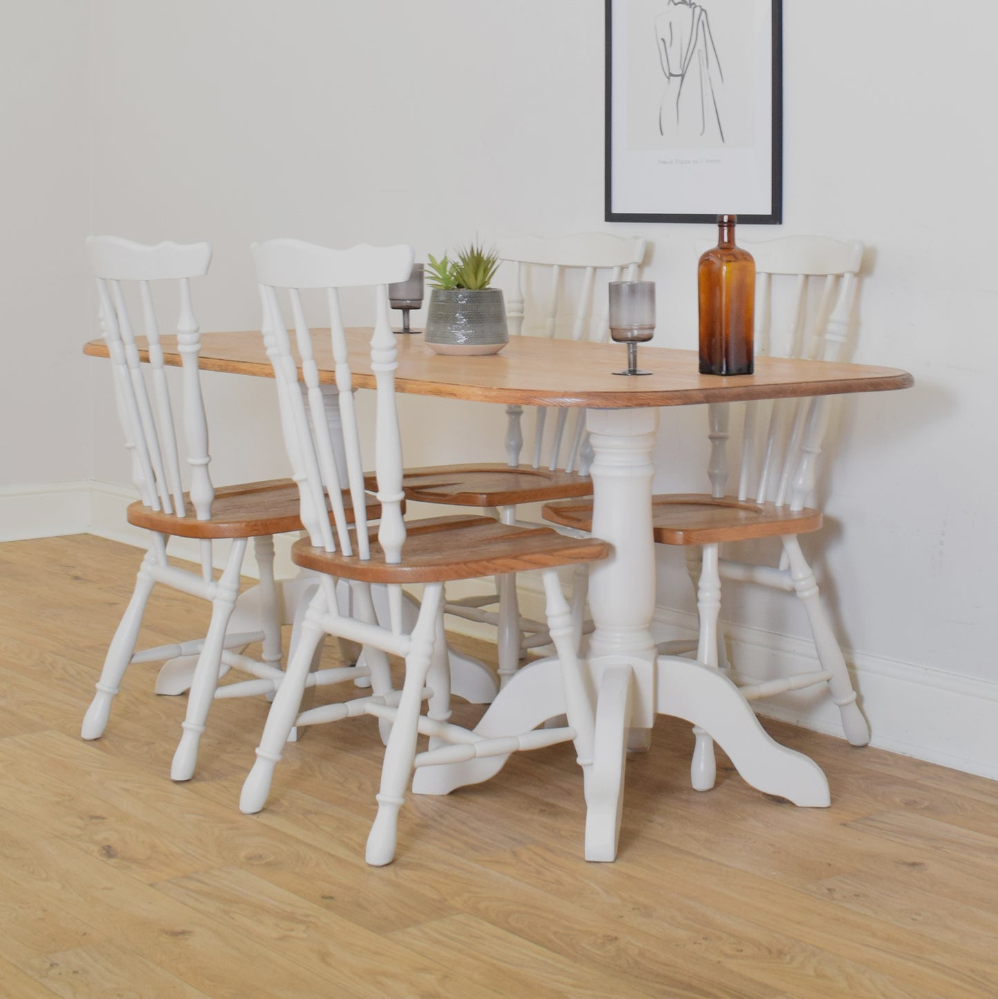 Painted Table And Four Chairs