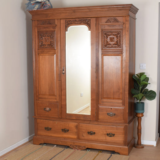 Large Carved Mahogany Wardrobe