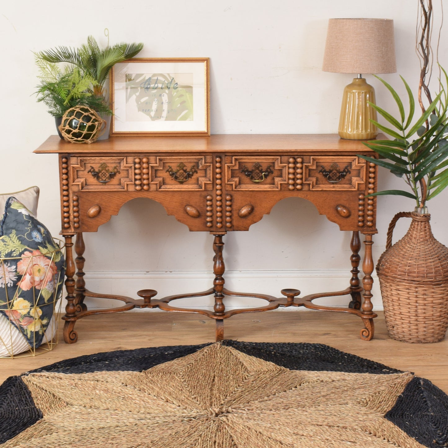 Carved Oak Console Table