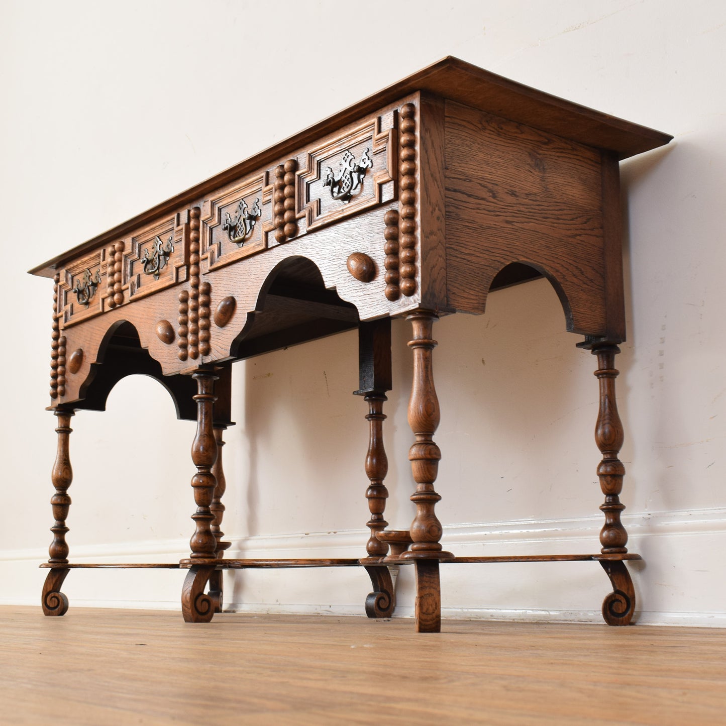 Carved Oak Console Table