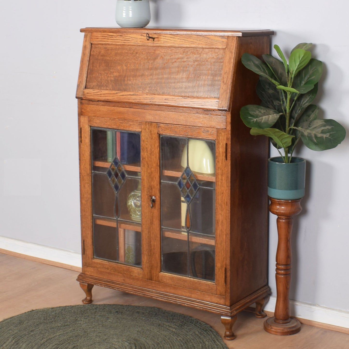 Restored Oak Bureau-Bookcase