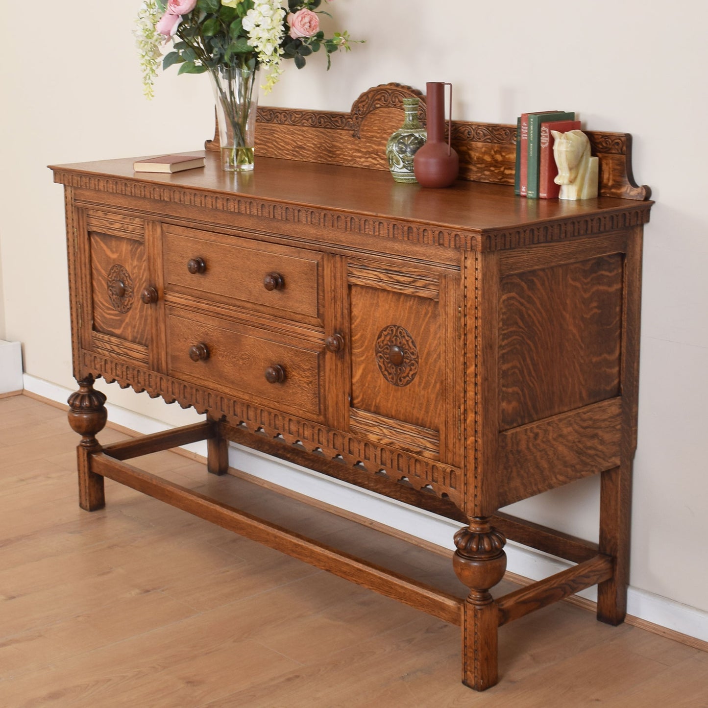 Large Solid Oak Vintage Sideboard
