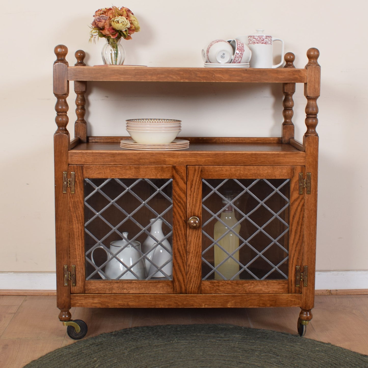 Large Oak Drinks Trolley