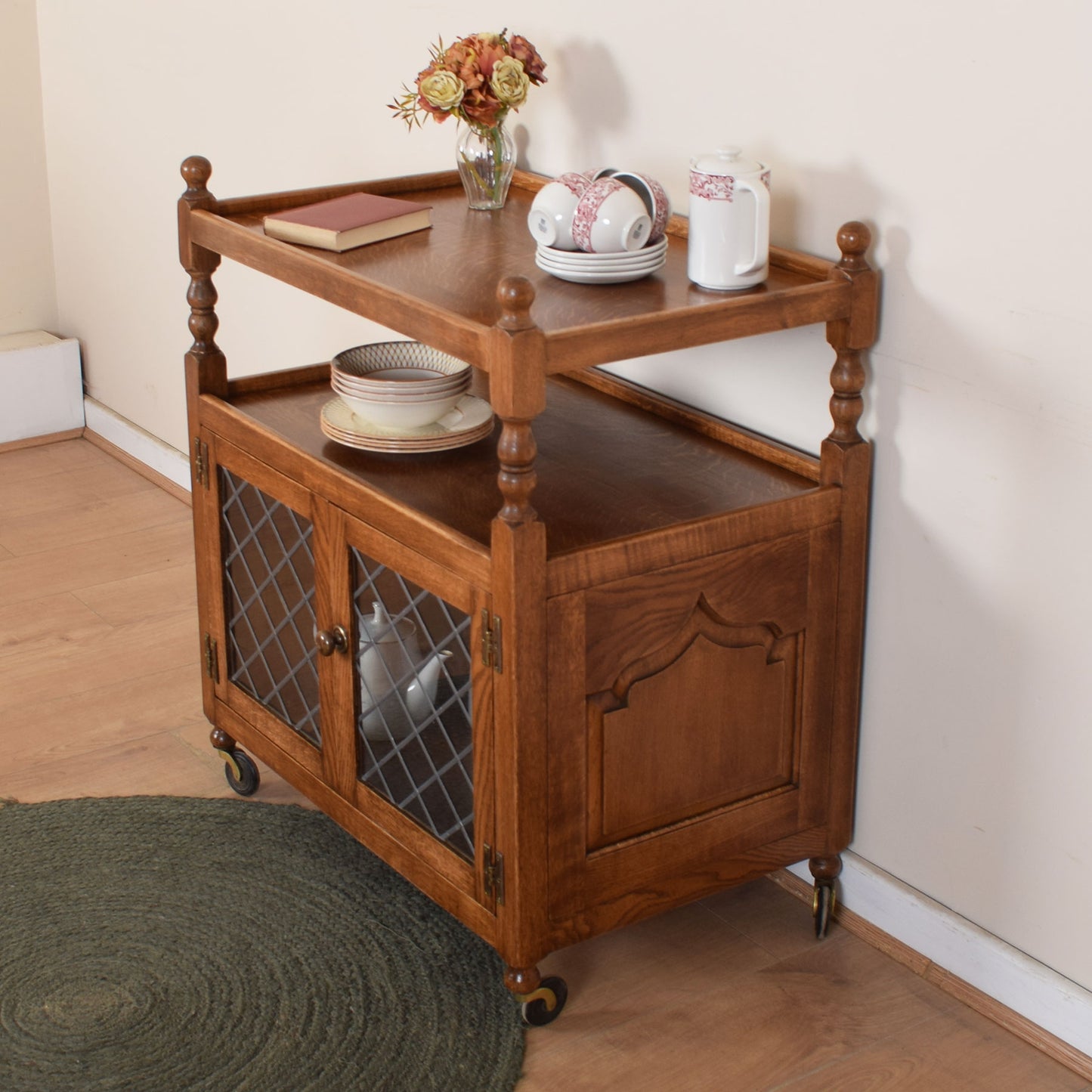 Large Oak Drinks Trolley