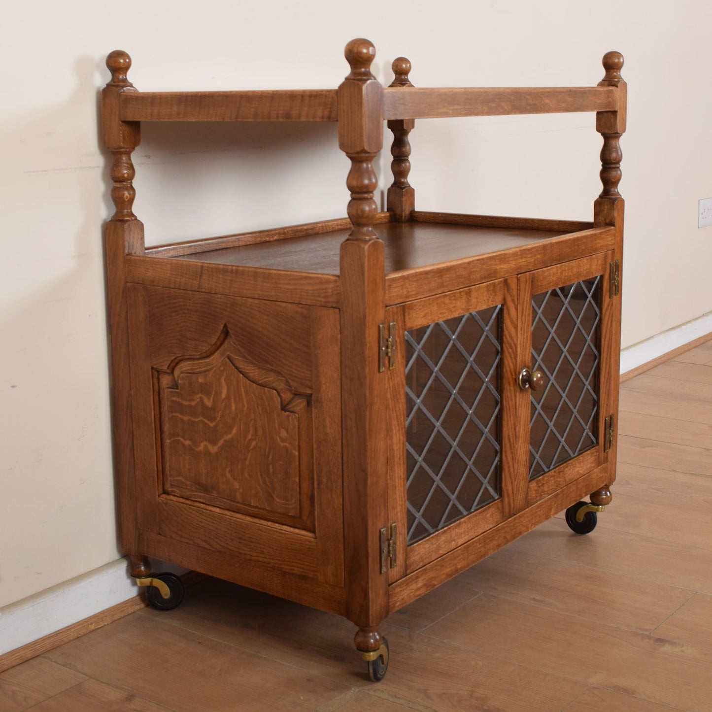 Large Oak Drinks Trolley
