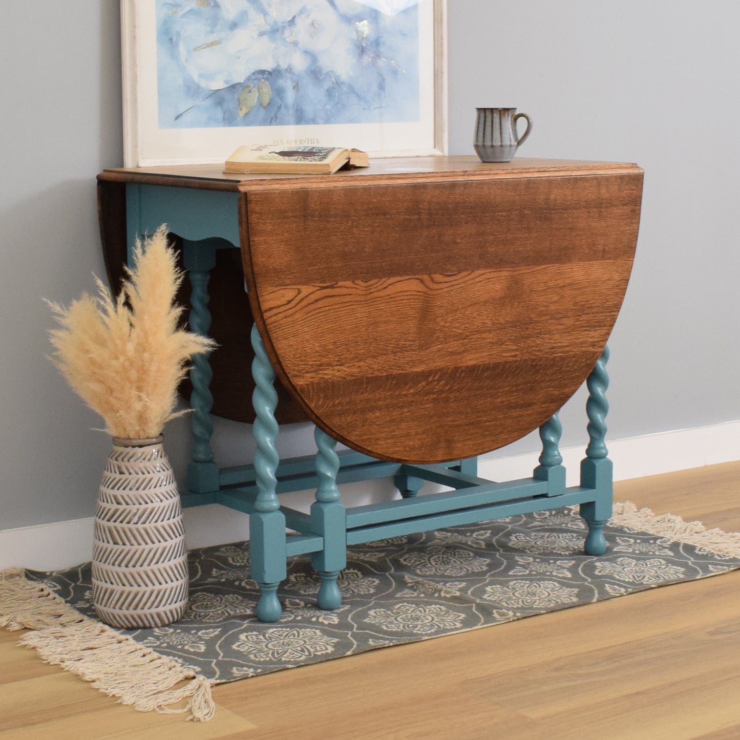 Painted Solid Oak Drop Leaf Table