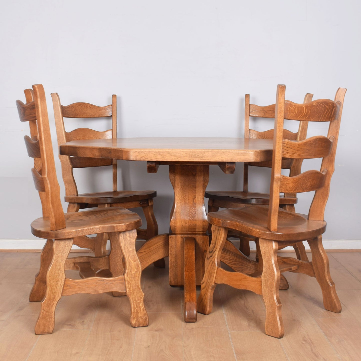 Oak Octagonal Dining Table with Four Chairs