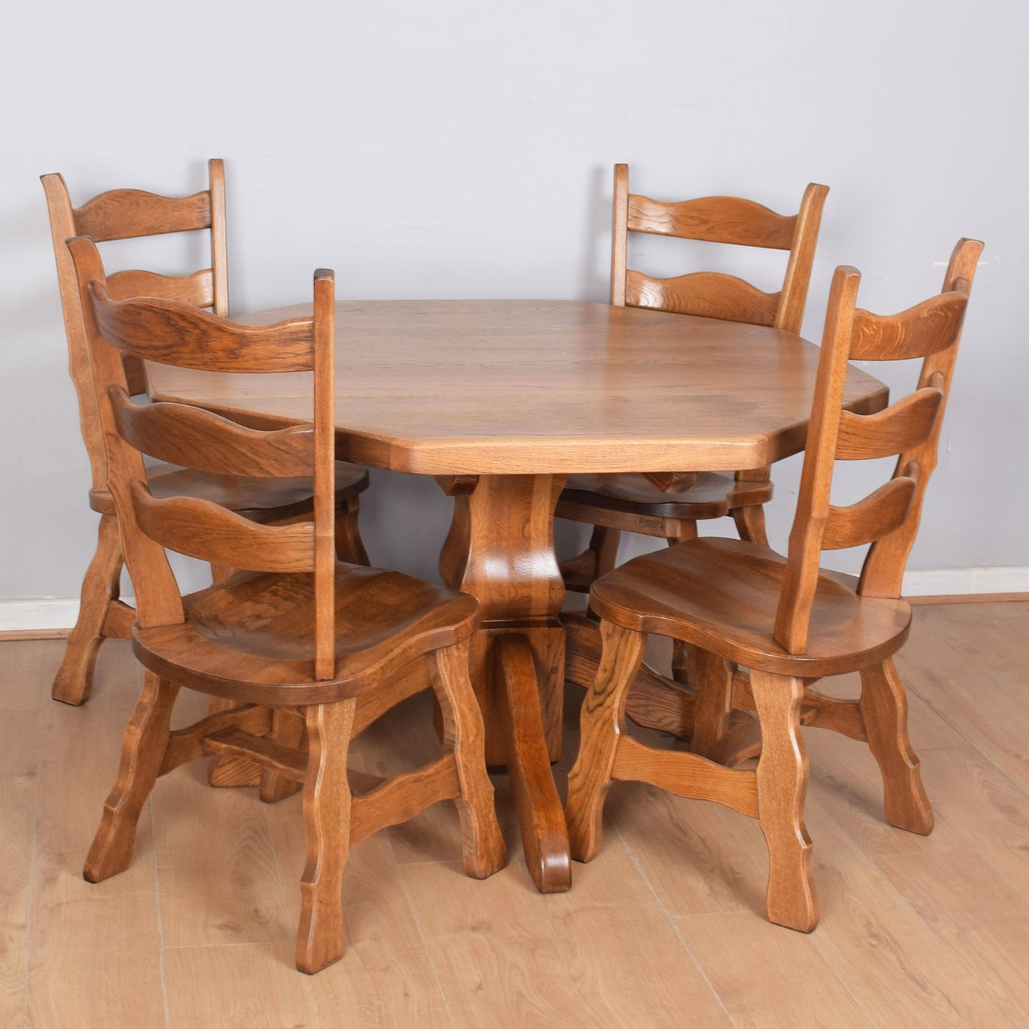 Oak Octagonal Dining Table with Four Chairs