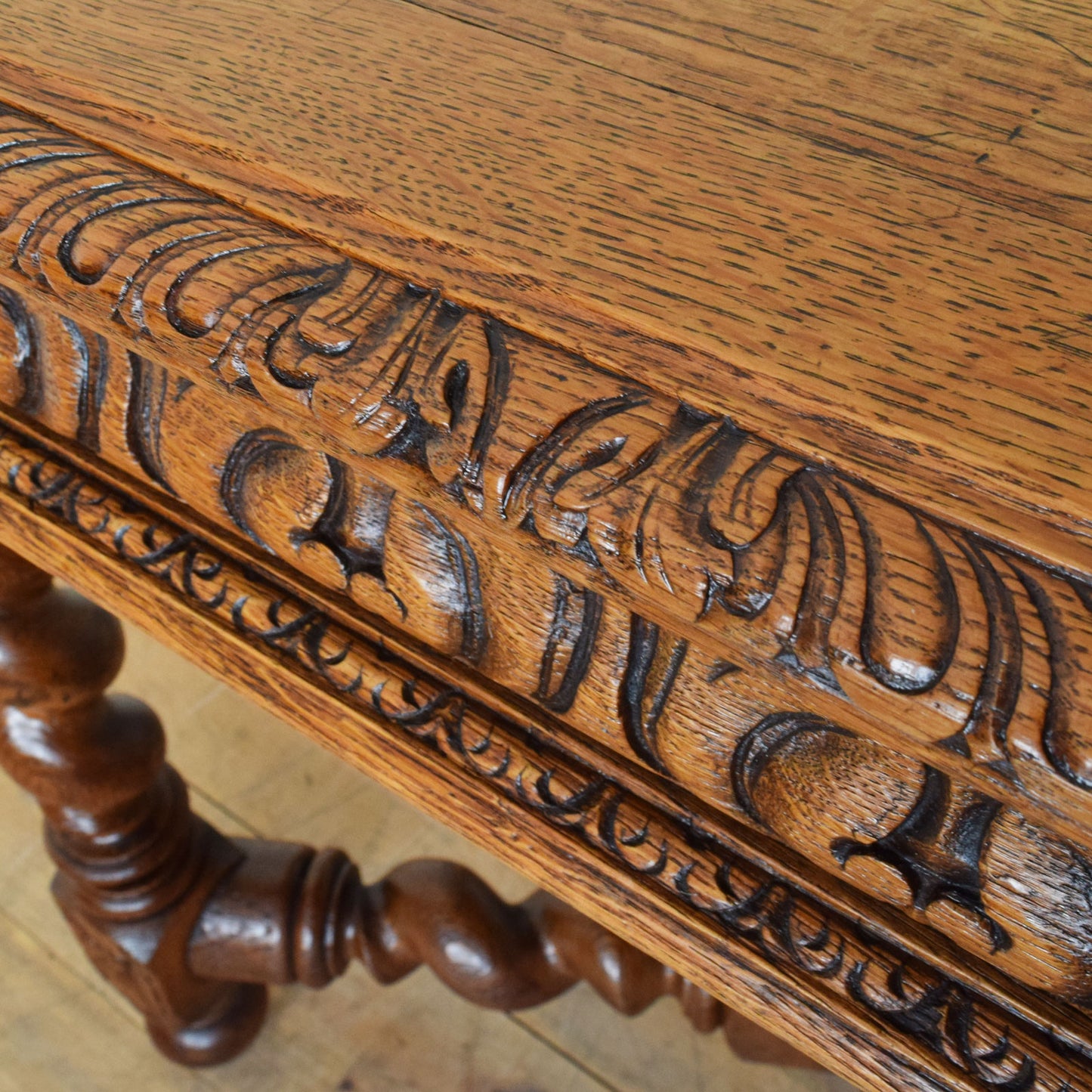 Carved Oak Console Table