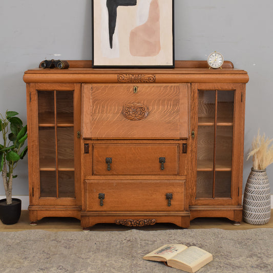 Oak Side-by-Side Bureau Bookcase