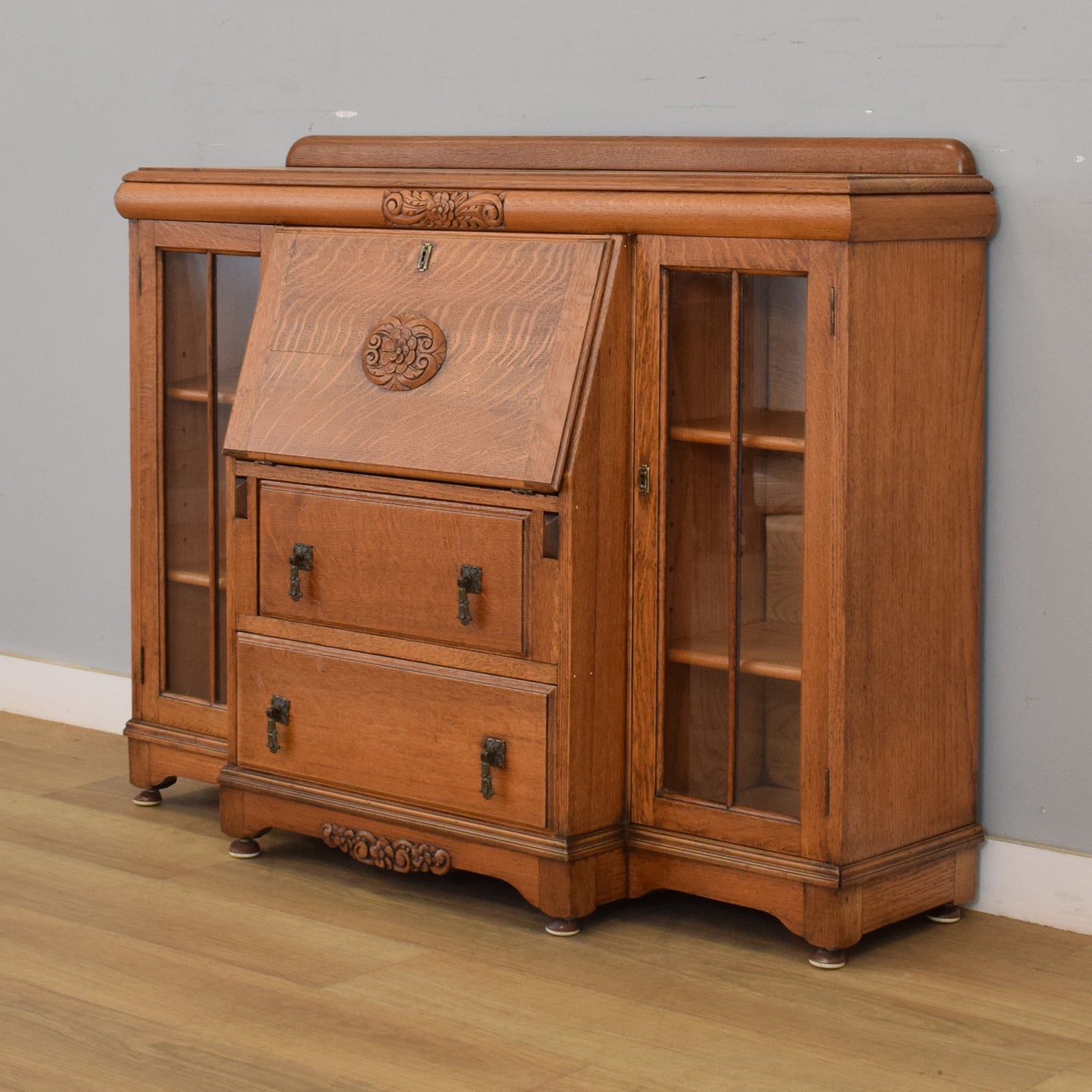 Oak Side-by-Side Bureau Bookcase