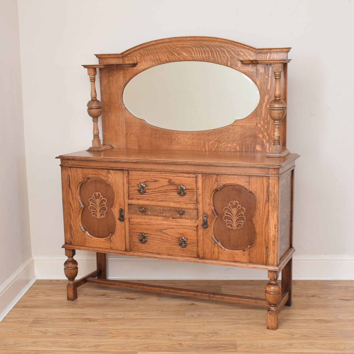 Oak Mirrored Sideboard