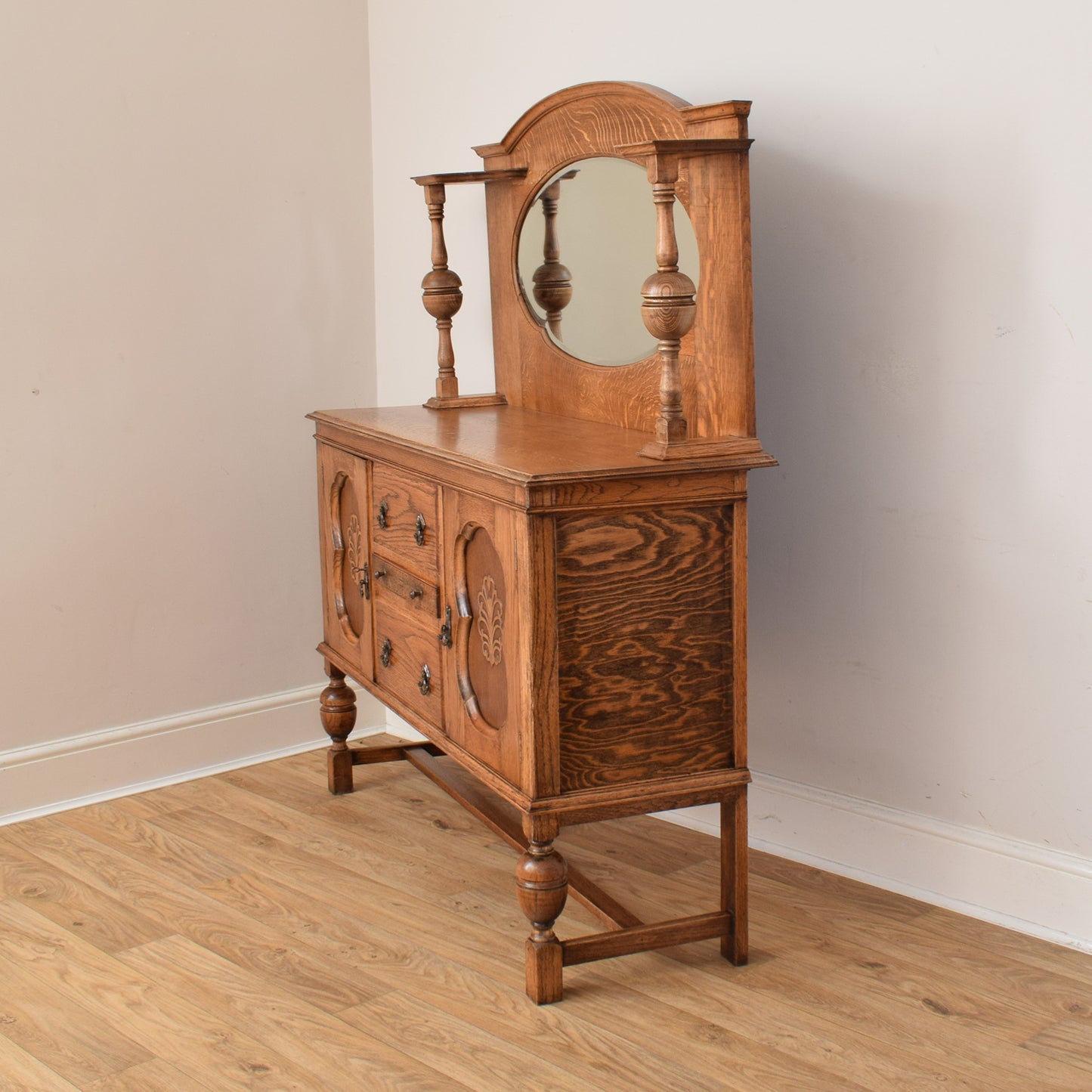Oak Mirrored Sideboard