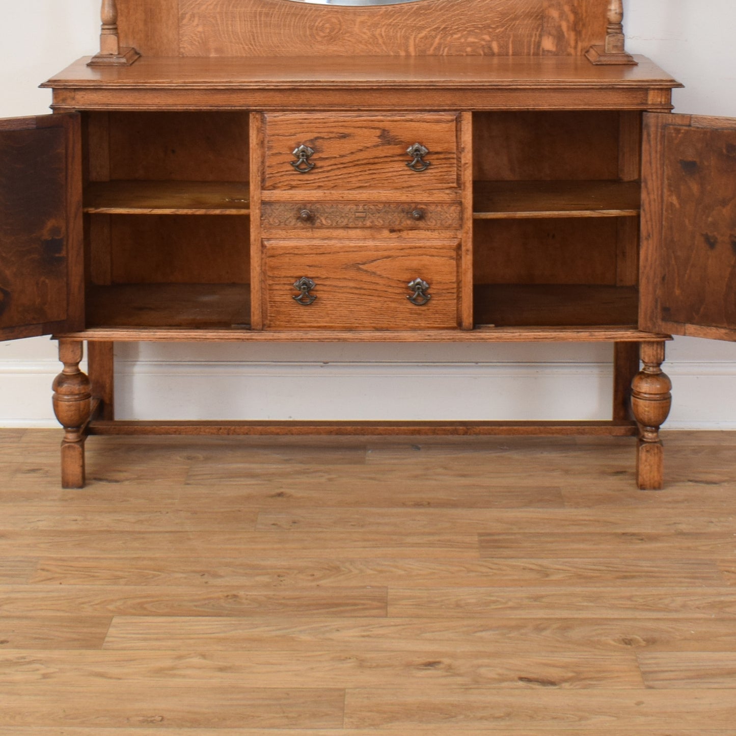 Oak Mirrored Sideboard