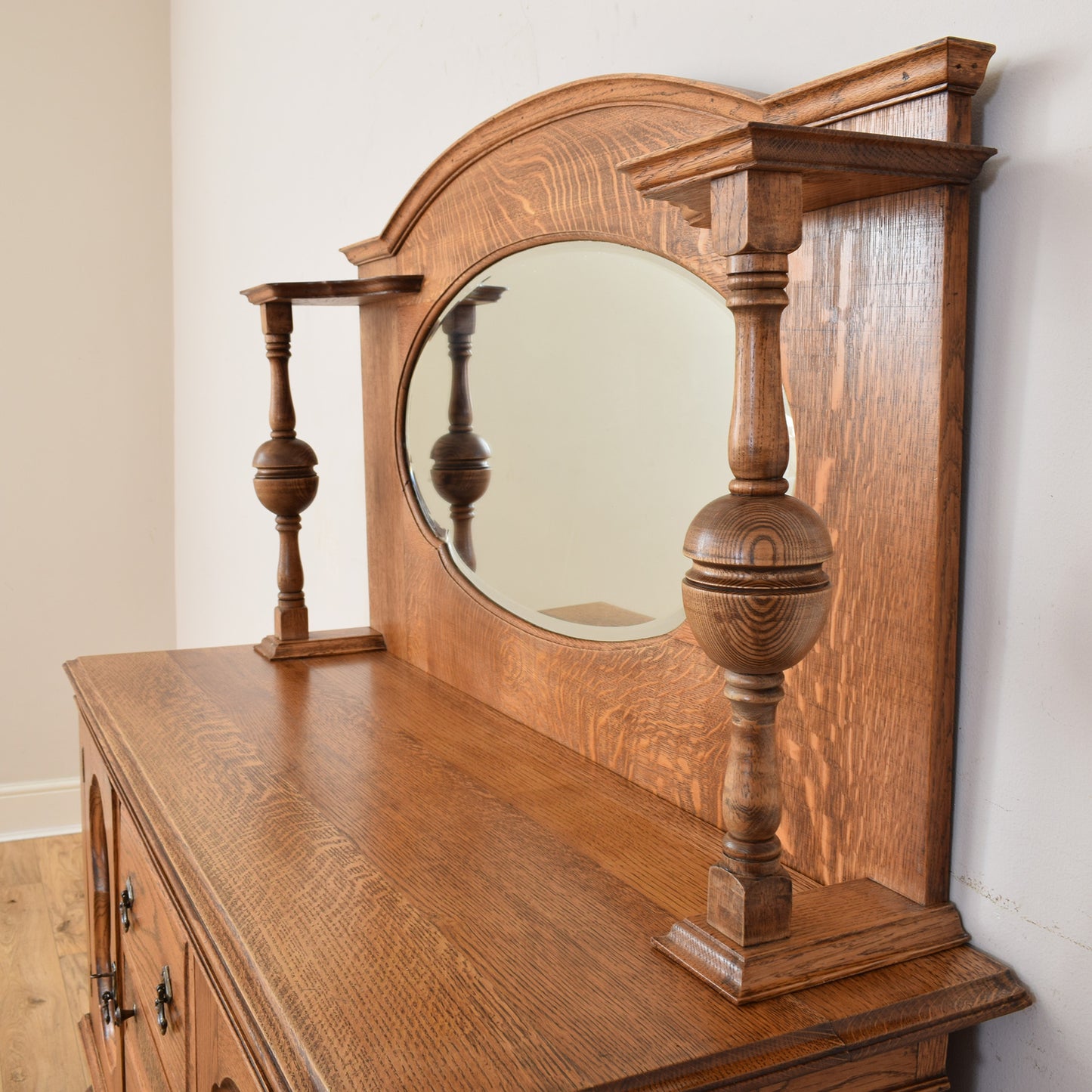 Oak Mirrored Sideboard