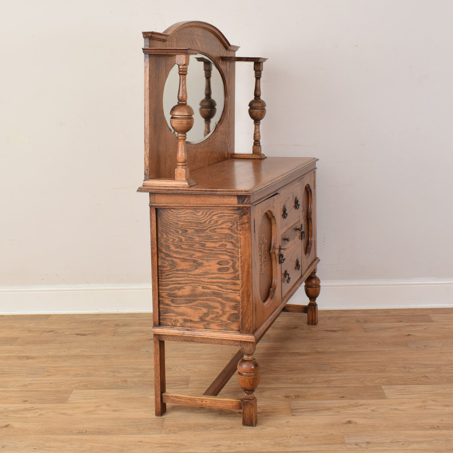 Oak Mirrored Sideboard