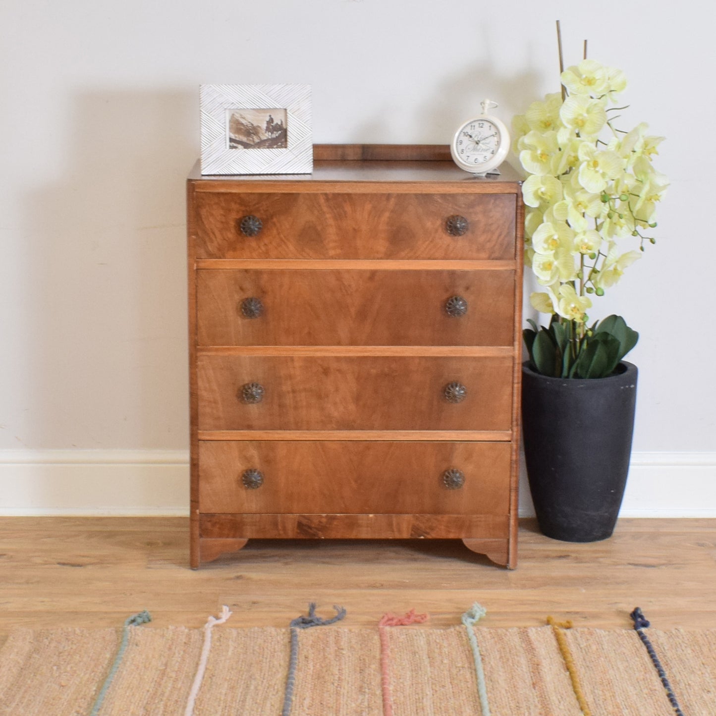 Walnut Veneer Chest Of Drawers