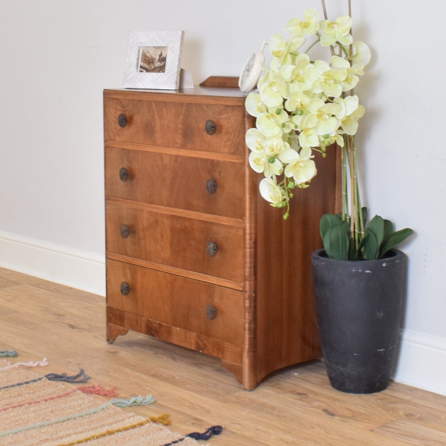 Walnut Veneer Chest Of Drawers