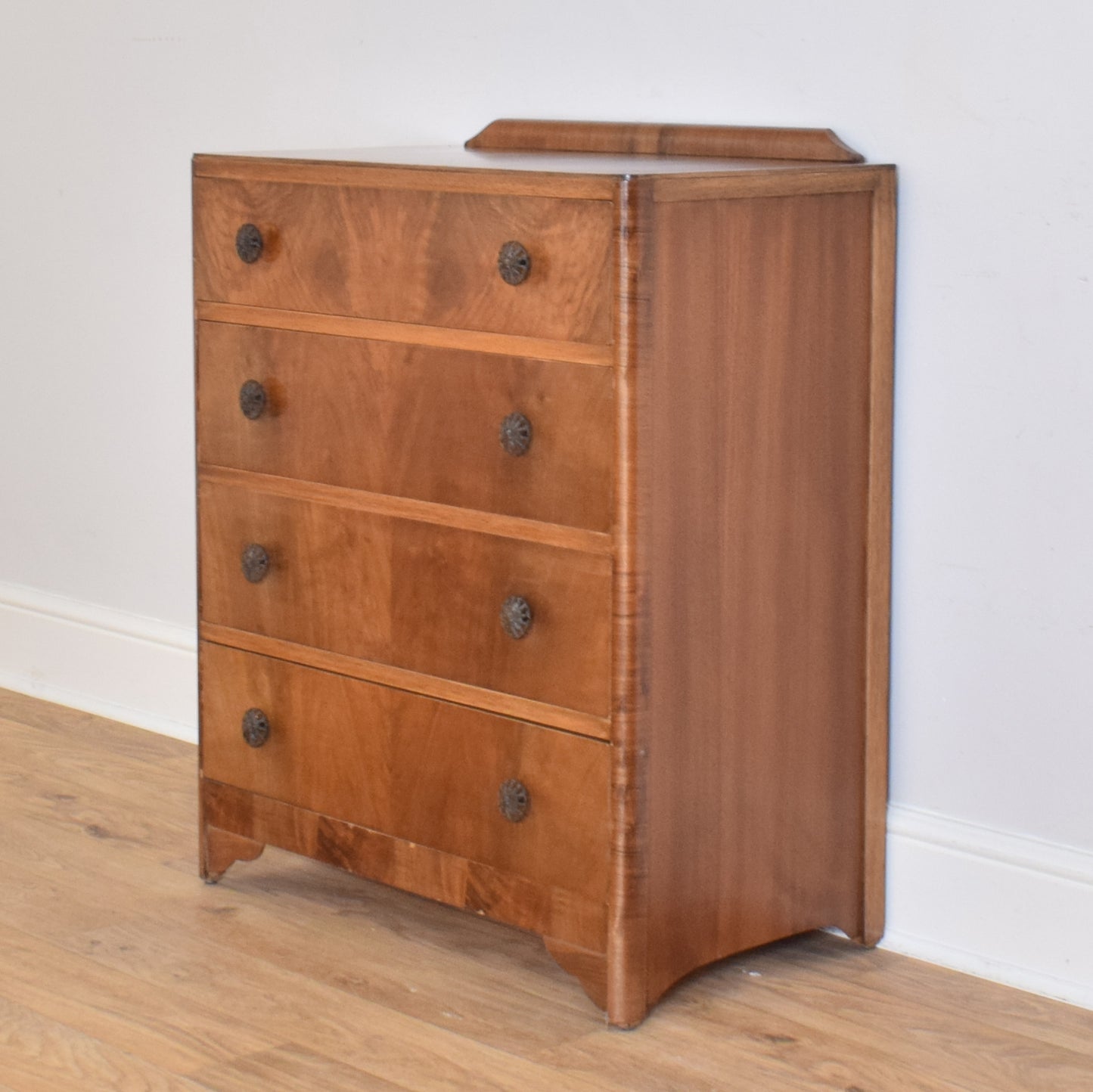 Walnut Veneer Chest Of Drawers