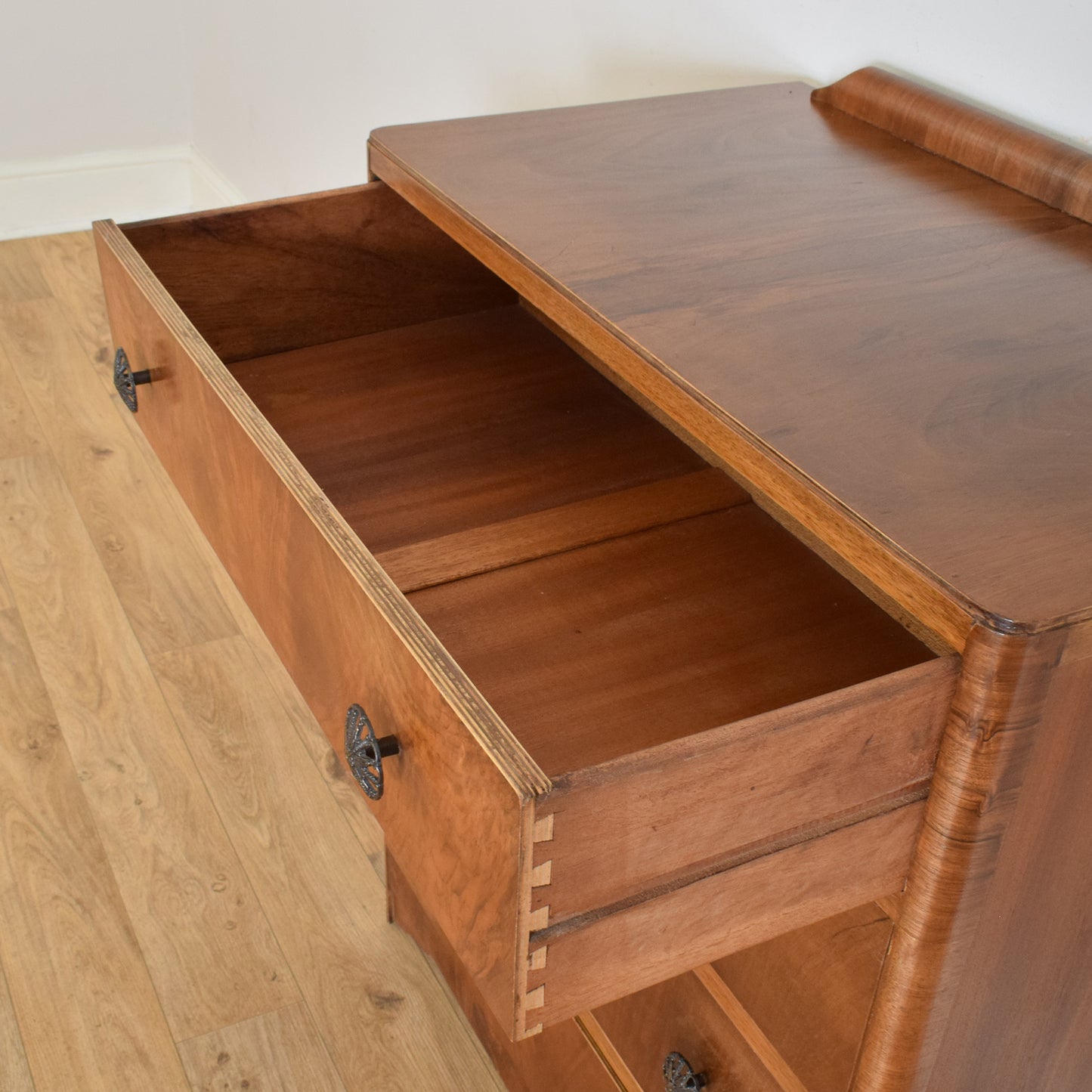 Walnut Veneer Chest Of Drawers