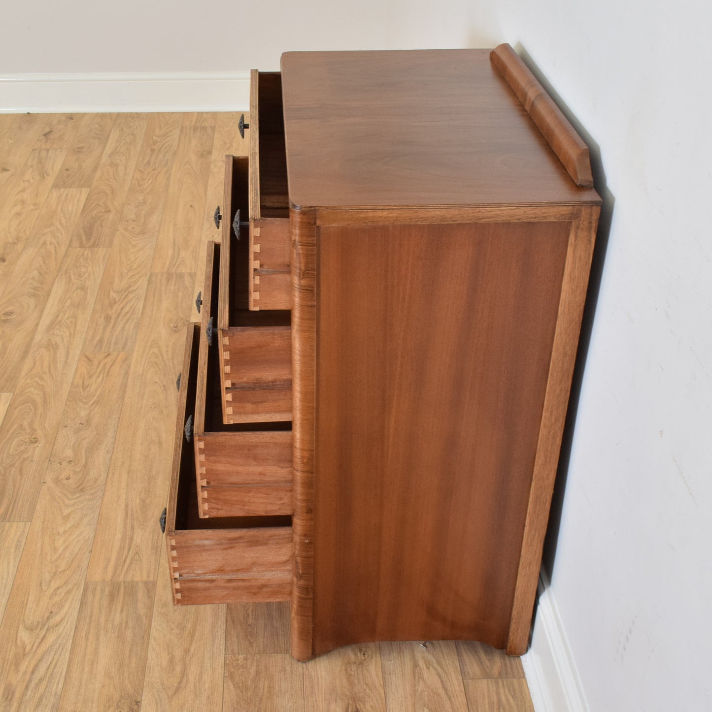 Walnut Veneer Chest Of Drawers