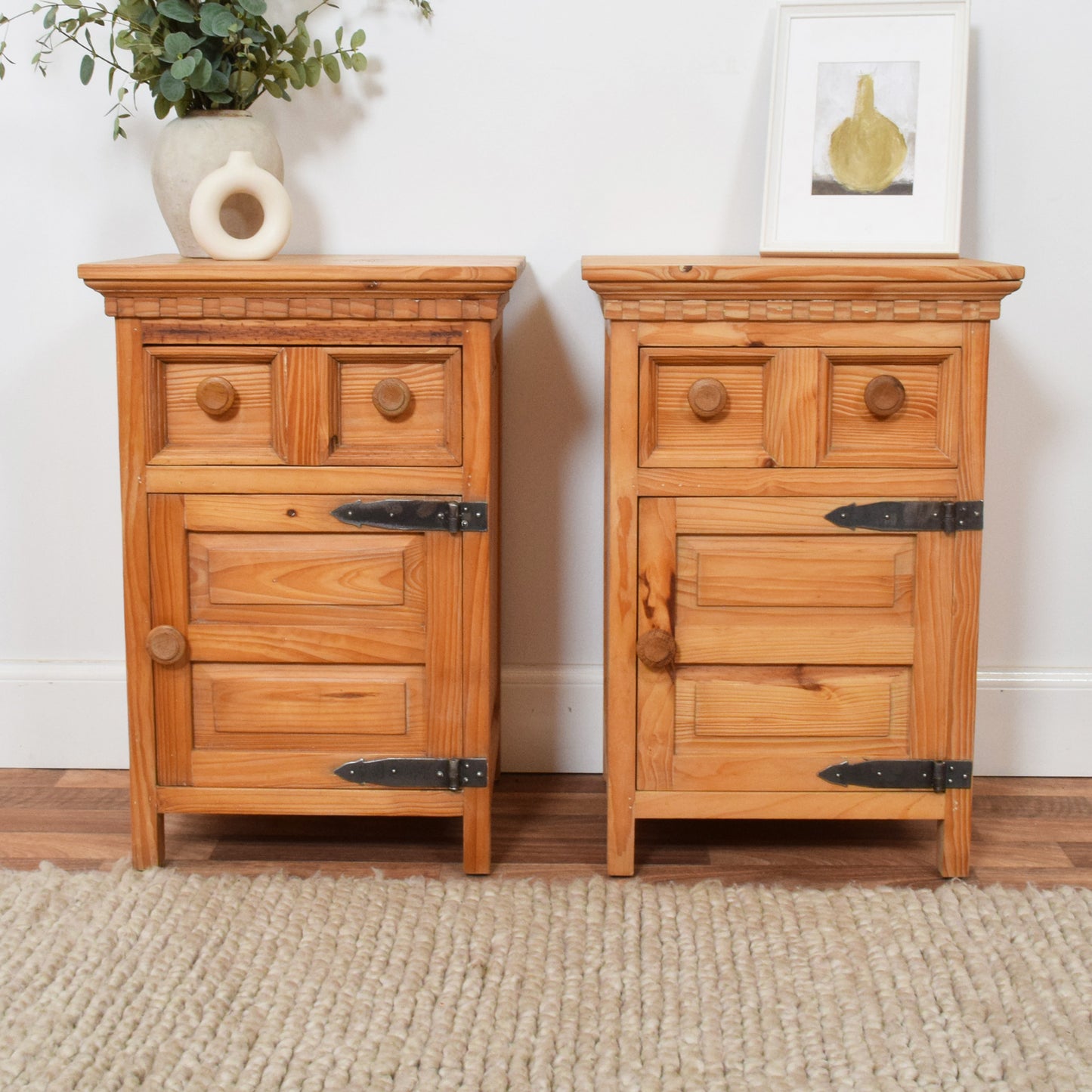Pair of Rustic Pine Bedsides