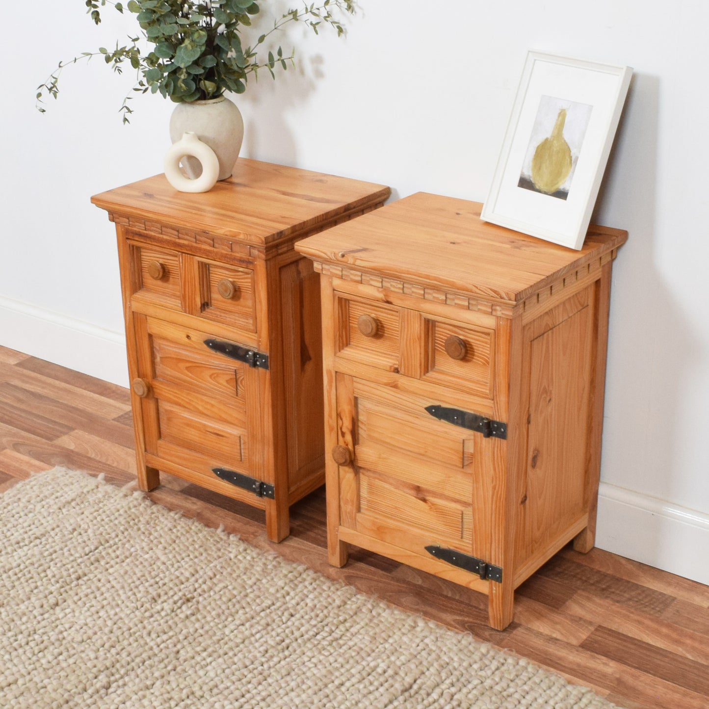 Pair of Rustic Pine Bedsides