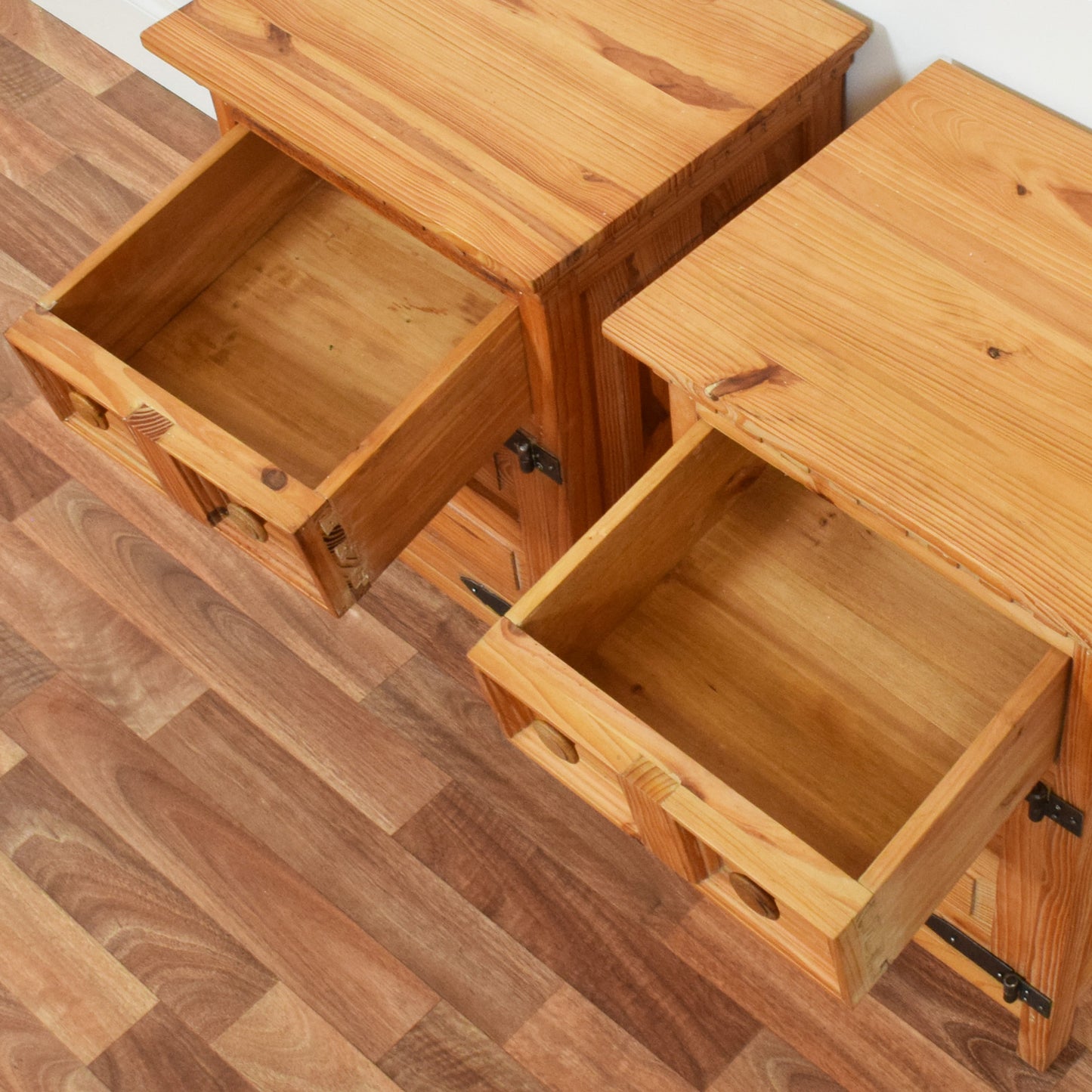 Pair of Rustic Pine Bedsides