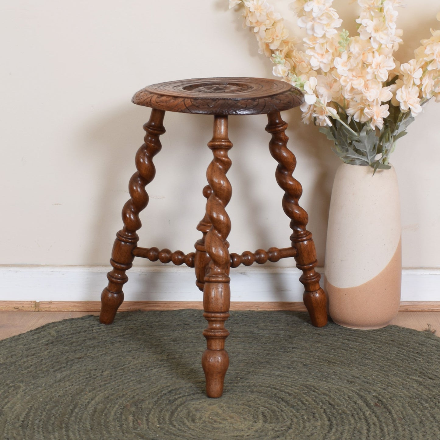 Carved Barley Twist Side Table