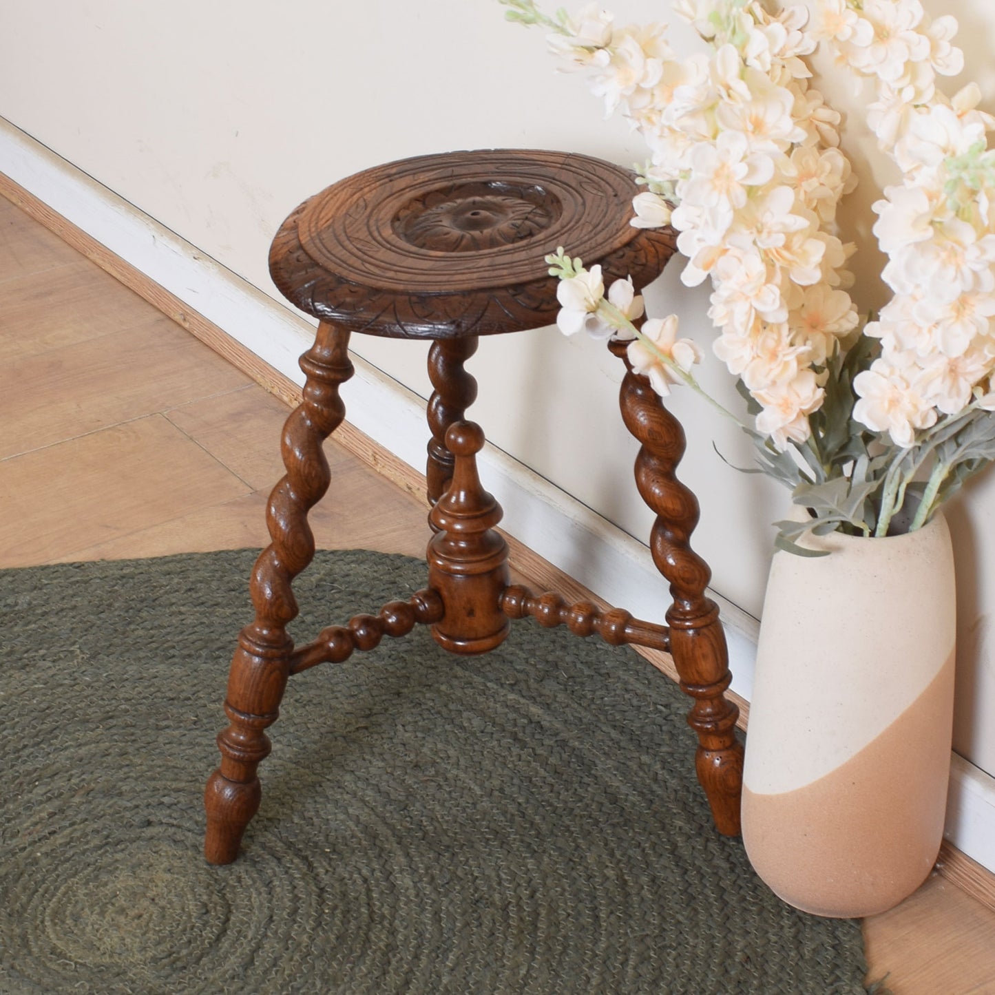 Carved Barley Twist Side Table
