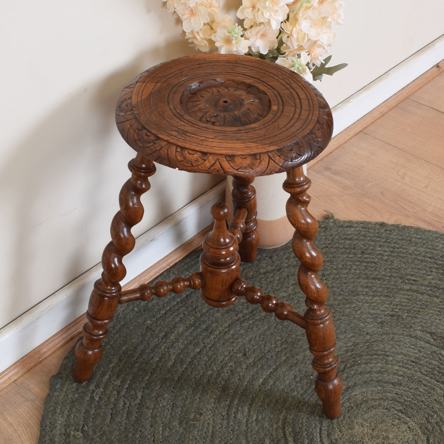 Carved Barley Twist Side Table