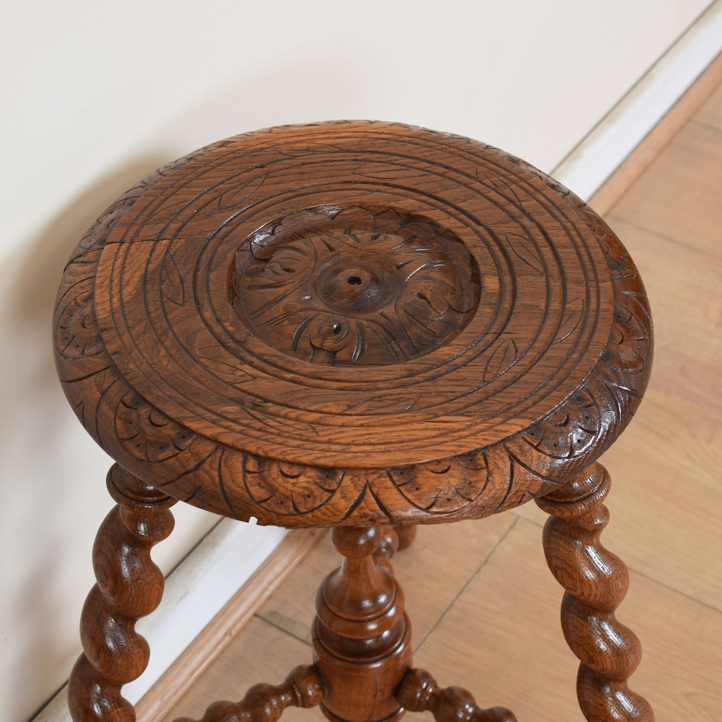 Carved Barley Twist Side Table