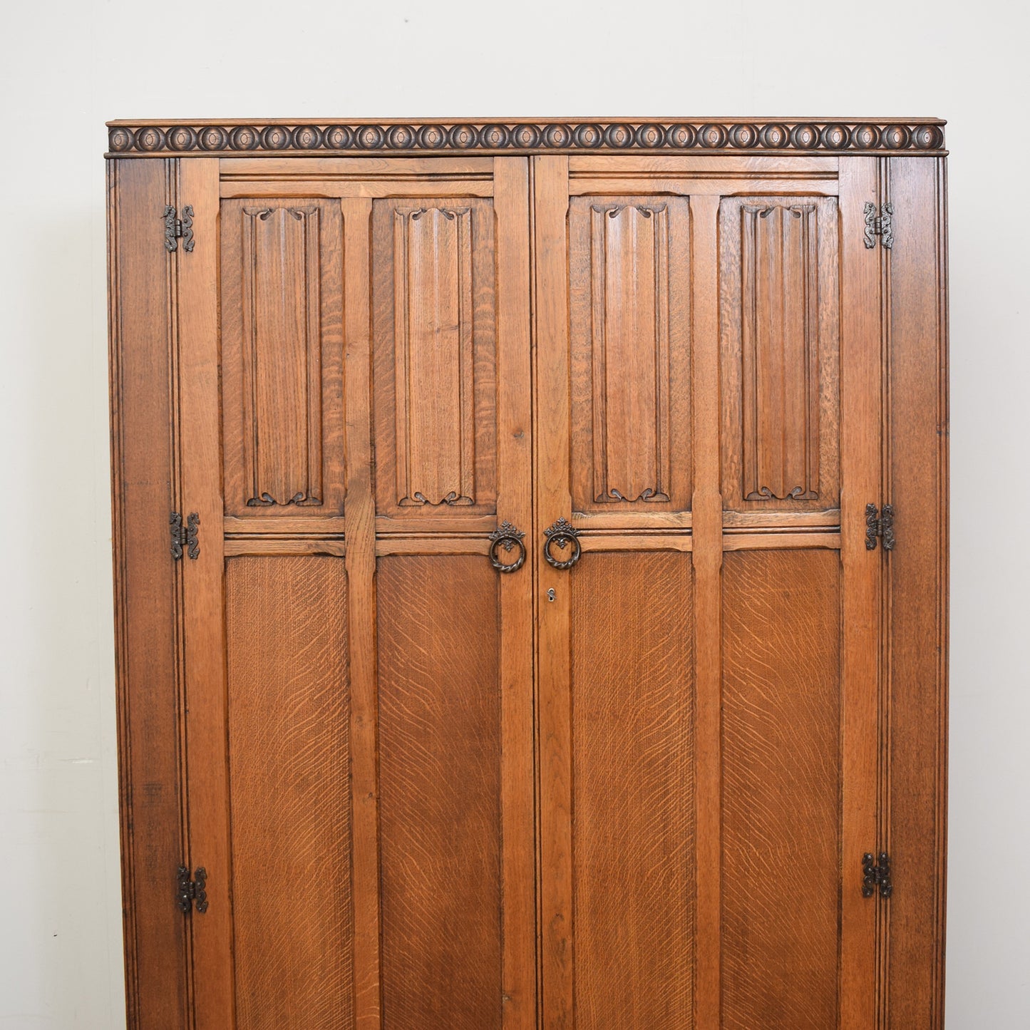 Restored Linenfold Oak Wardrobe