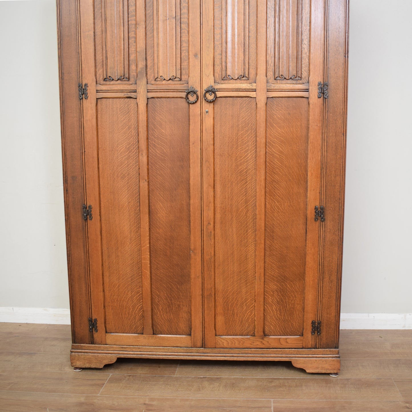 Restored Linenfold Oak Wardrobe