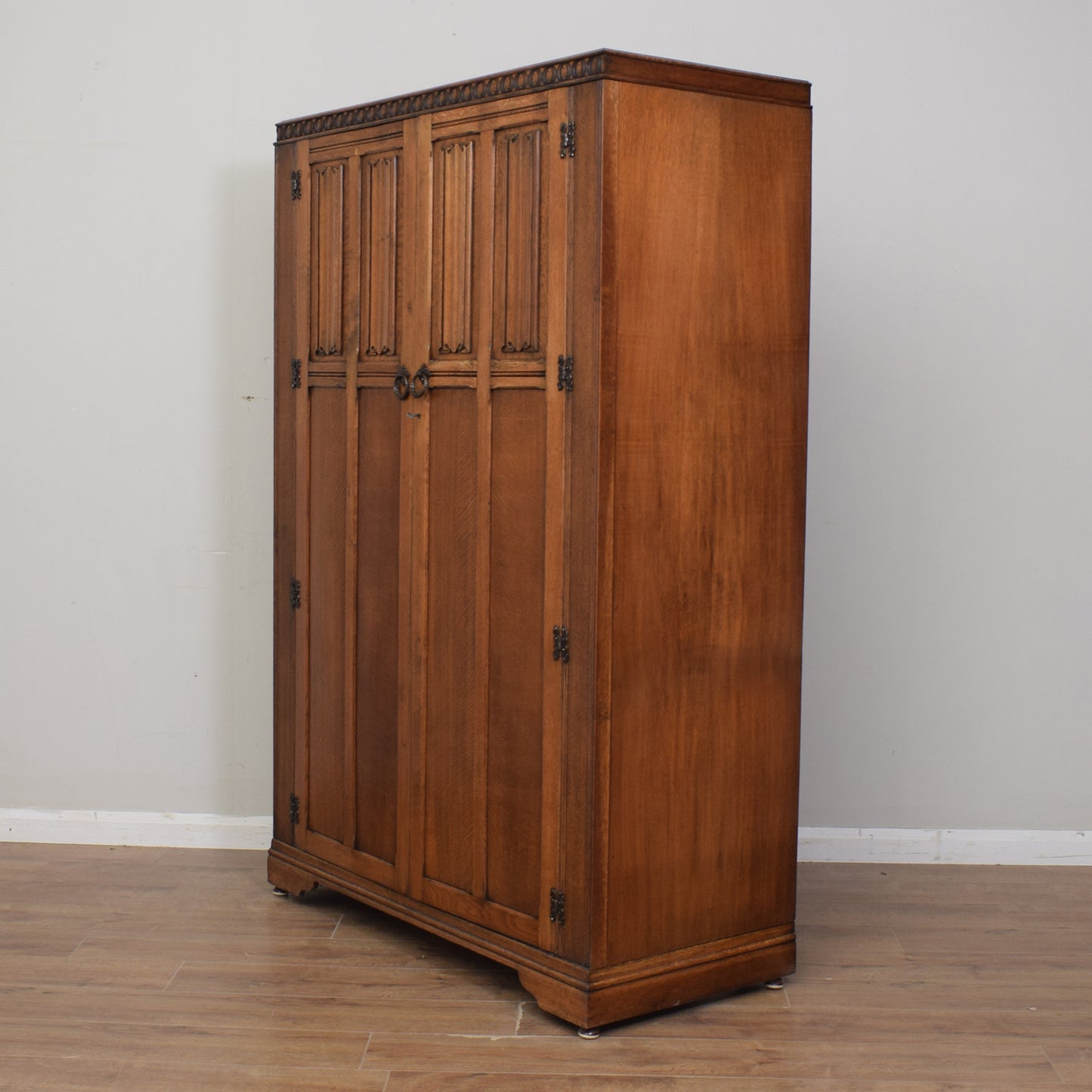 Restored Linenfold Oak Wardrobe