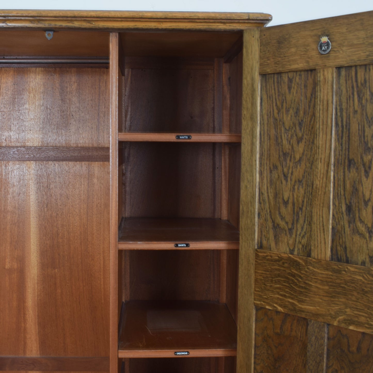 Small Crown Oak Wardrobe