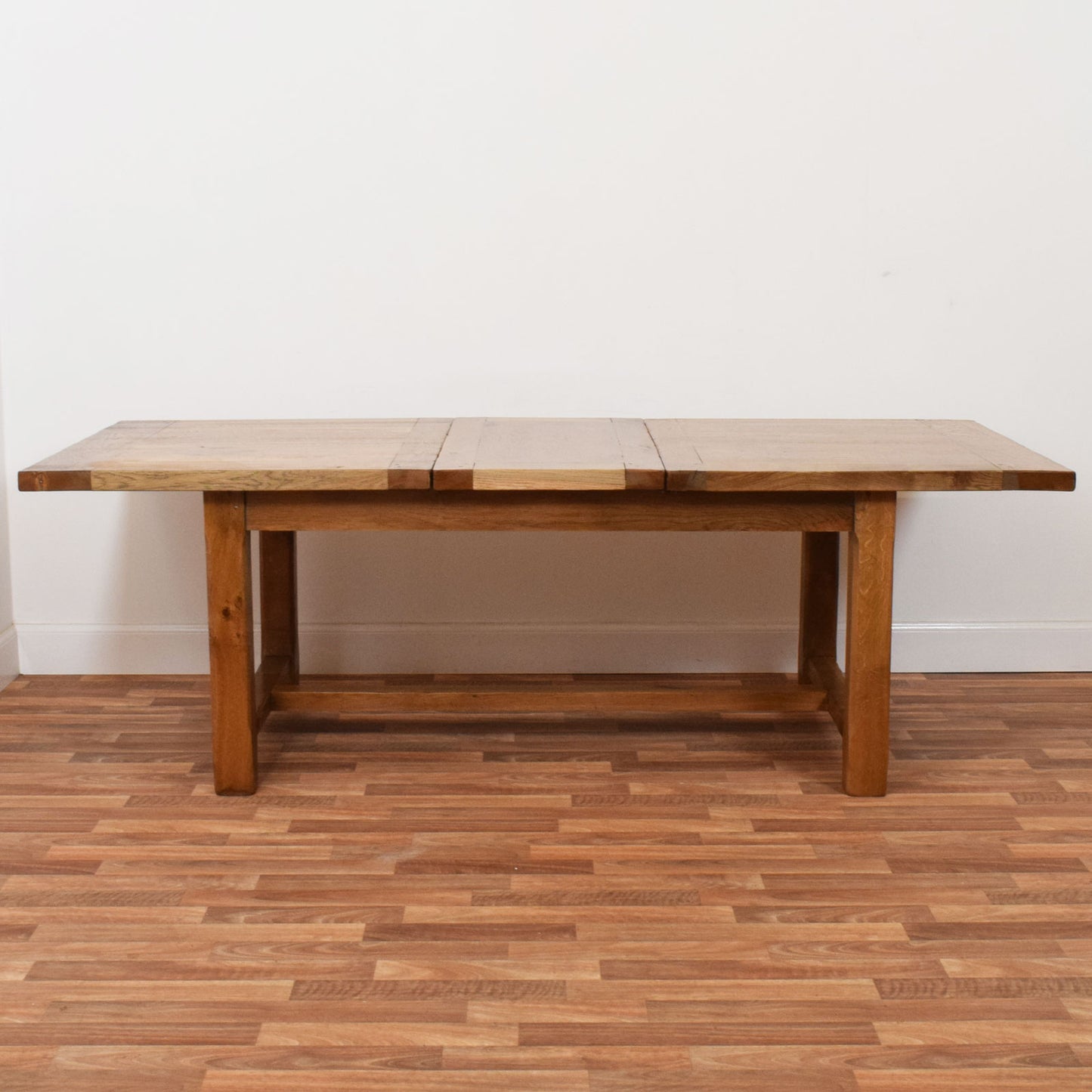 Solid Oak Draw Leaf Table and Six Chairs