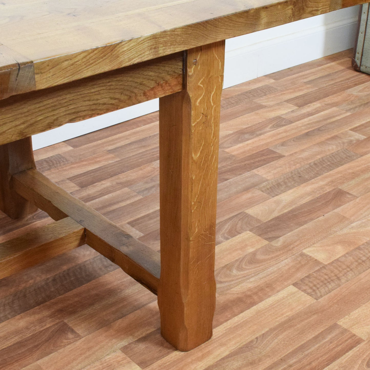 Solid Oak Draw Leaf Table and Six Chairs