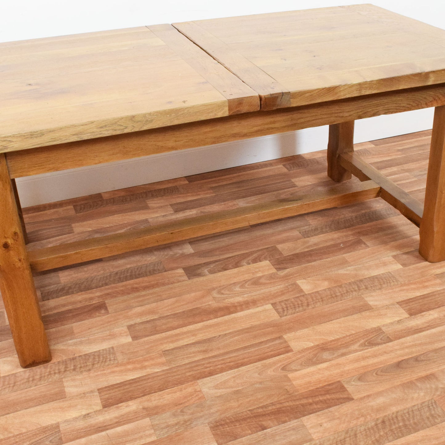 Solid Oak Draw Leaf Table and Six Chairs