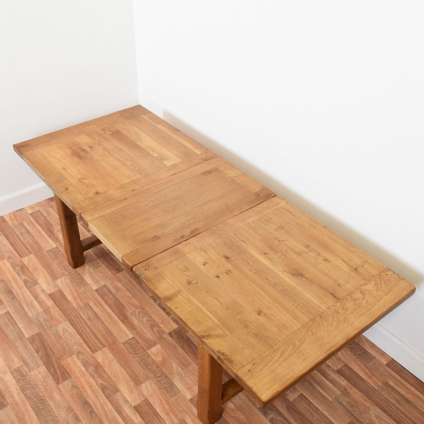 Solid Oak Draw Leaf Table and Six Chairs