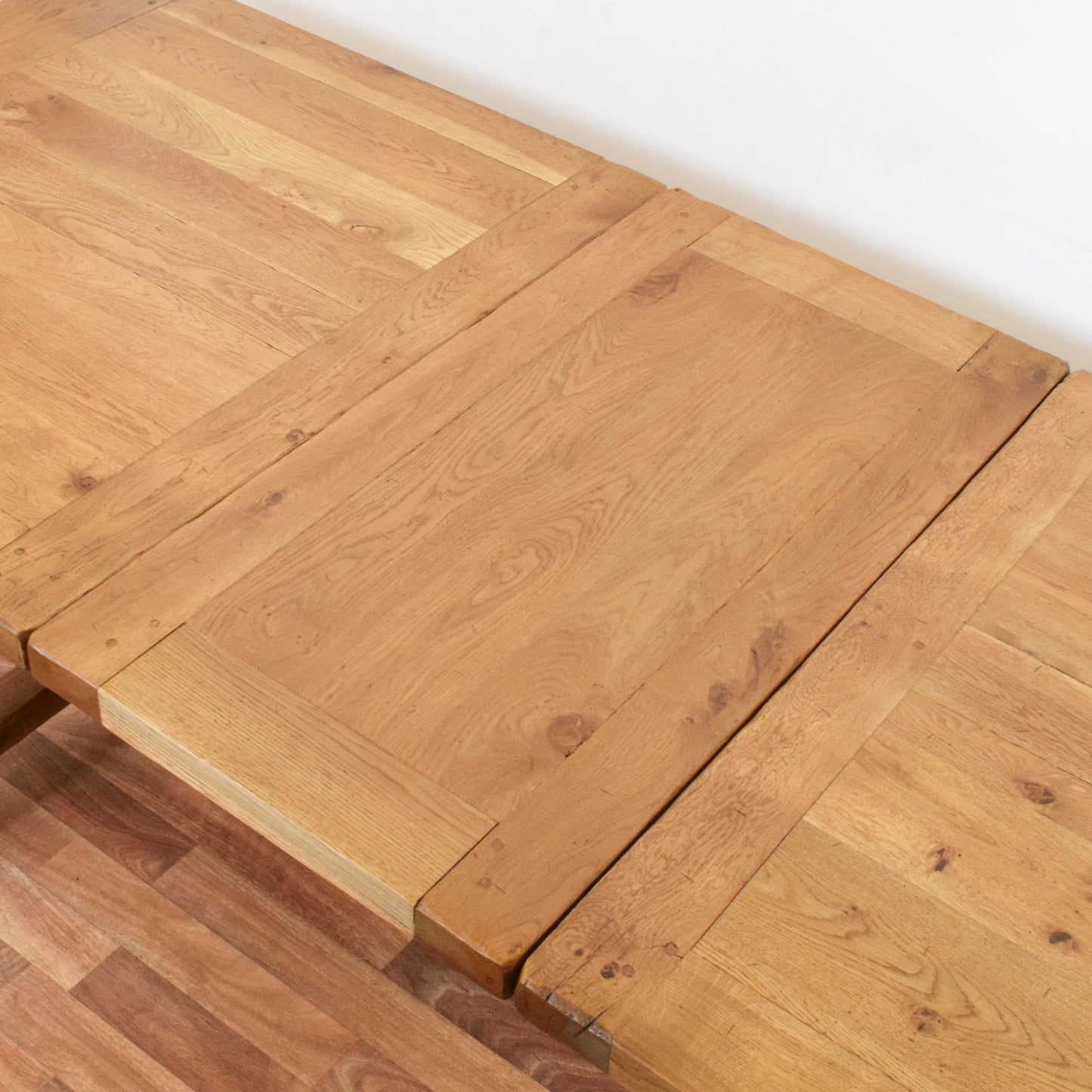 Solid Oak Draw Leaf Table and Six Chairs