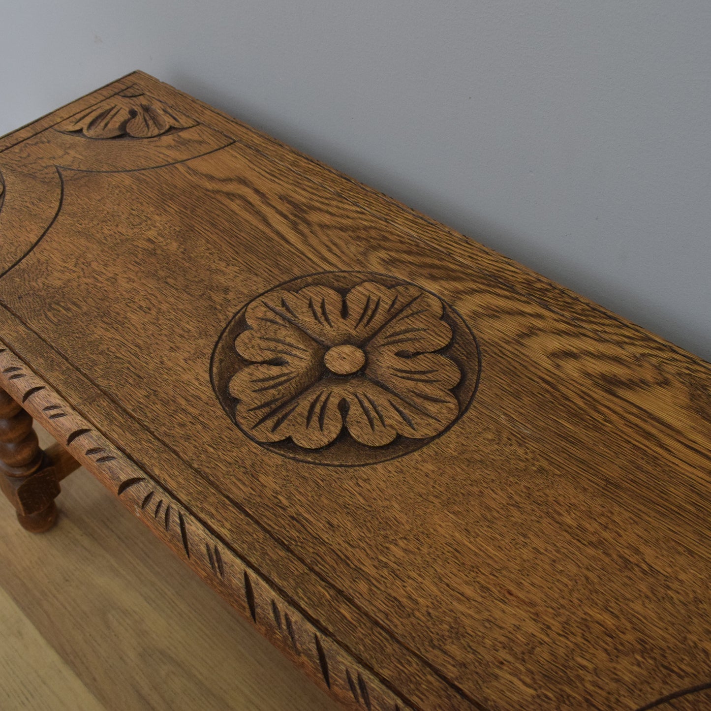 Small Oak Carved Table/Bench