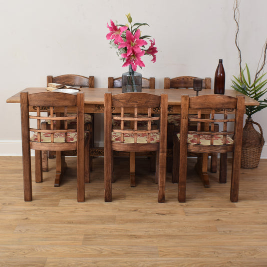 Dutch Oak Table And Six Chairs