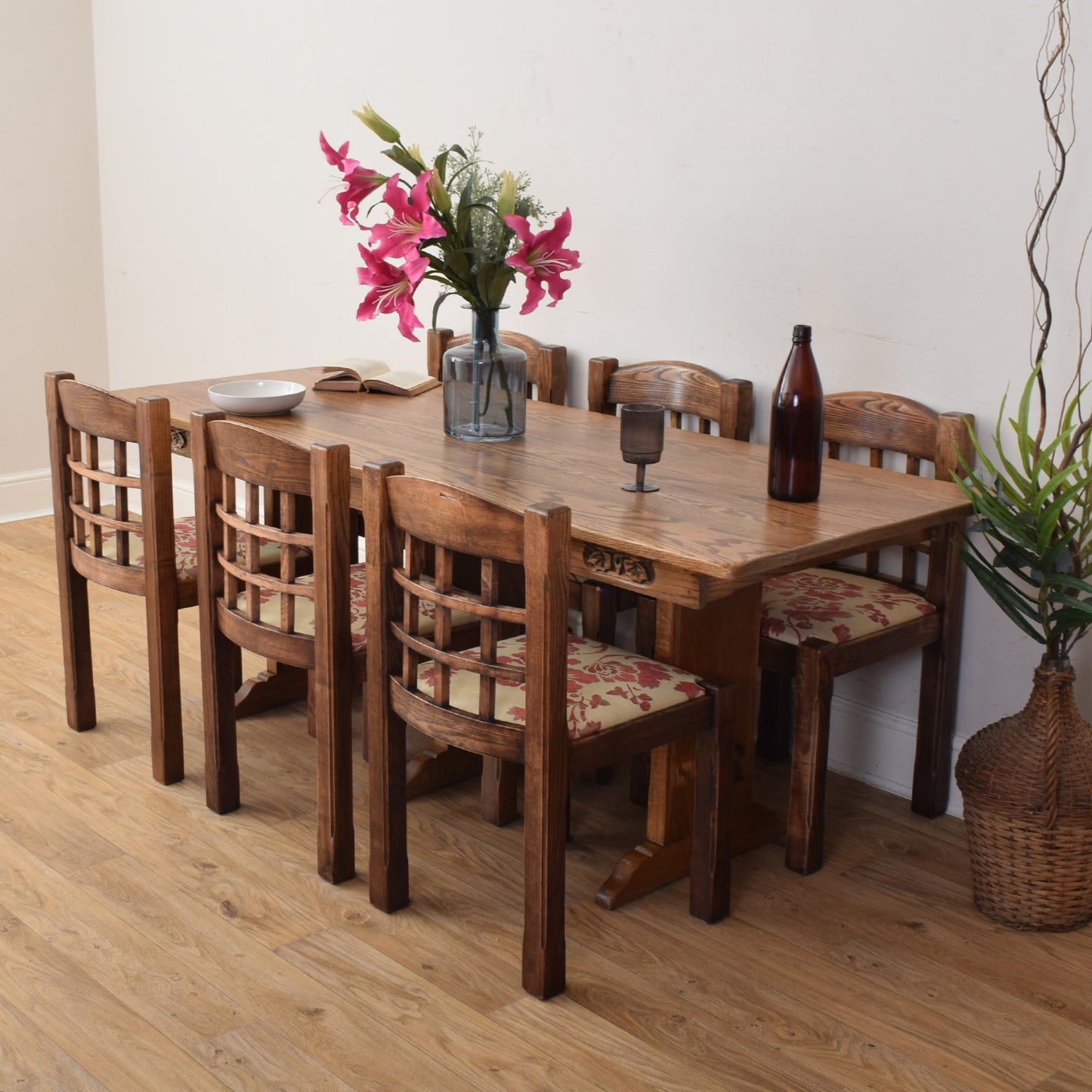 Dutch Oak Table And Six Chairs