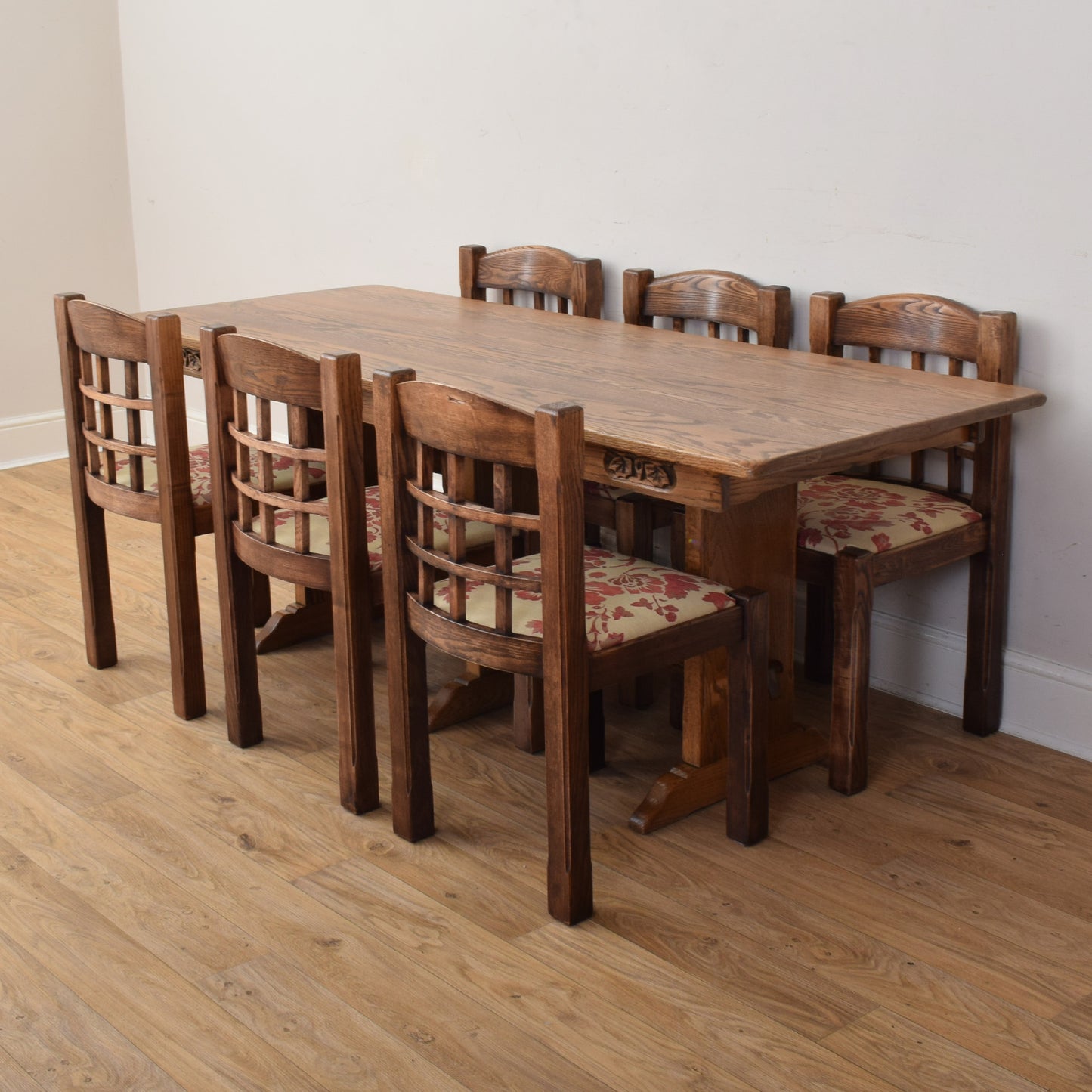 Dutch Oak Table And Six Chairs