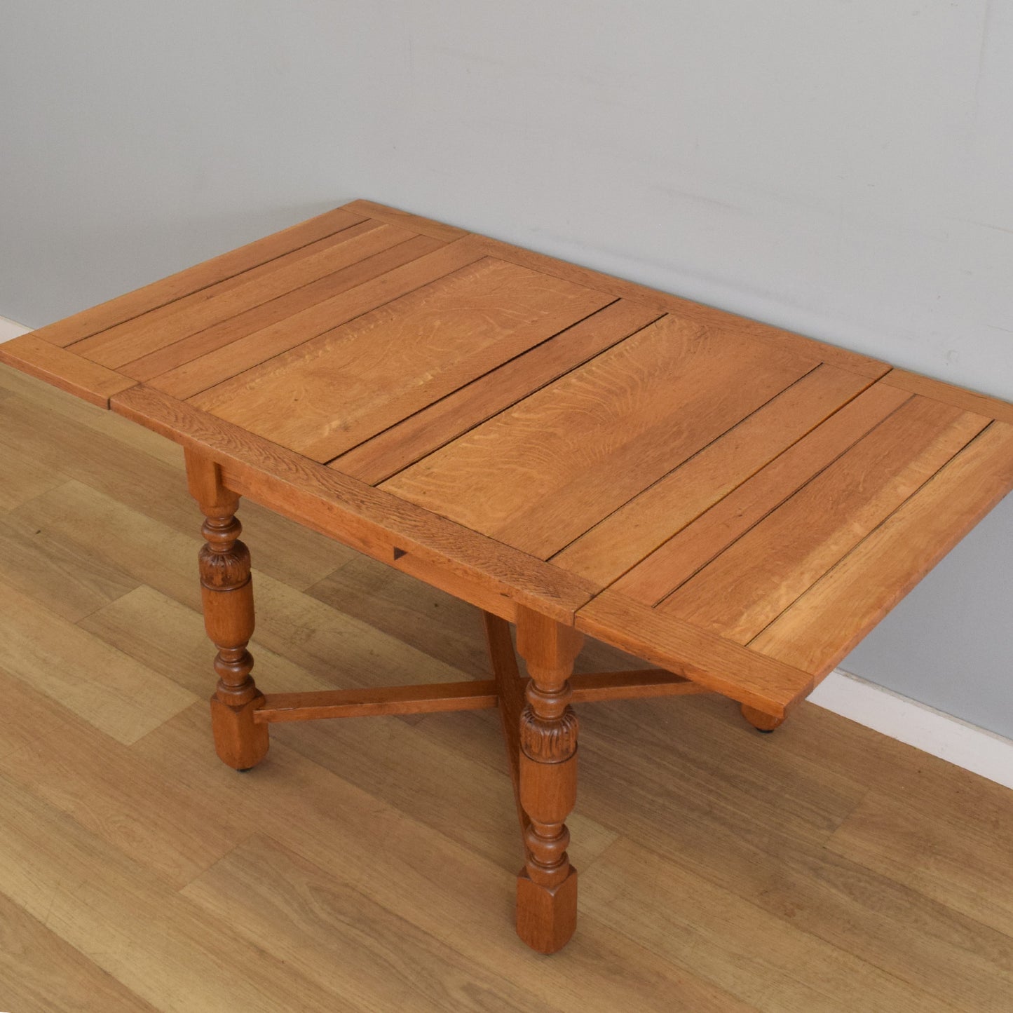 Oak Draw-Leaf Table and Four Chairs