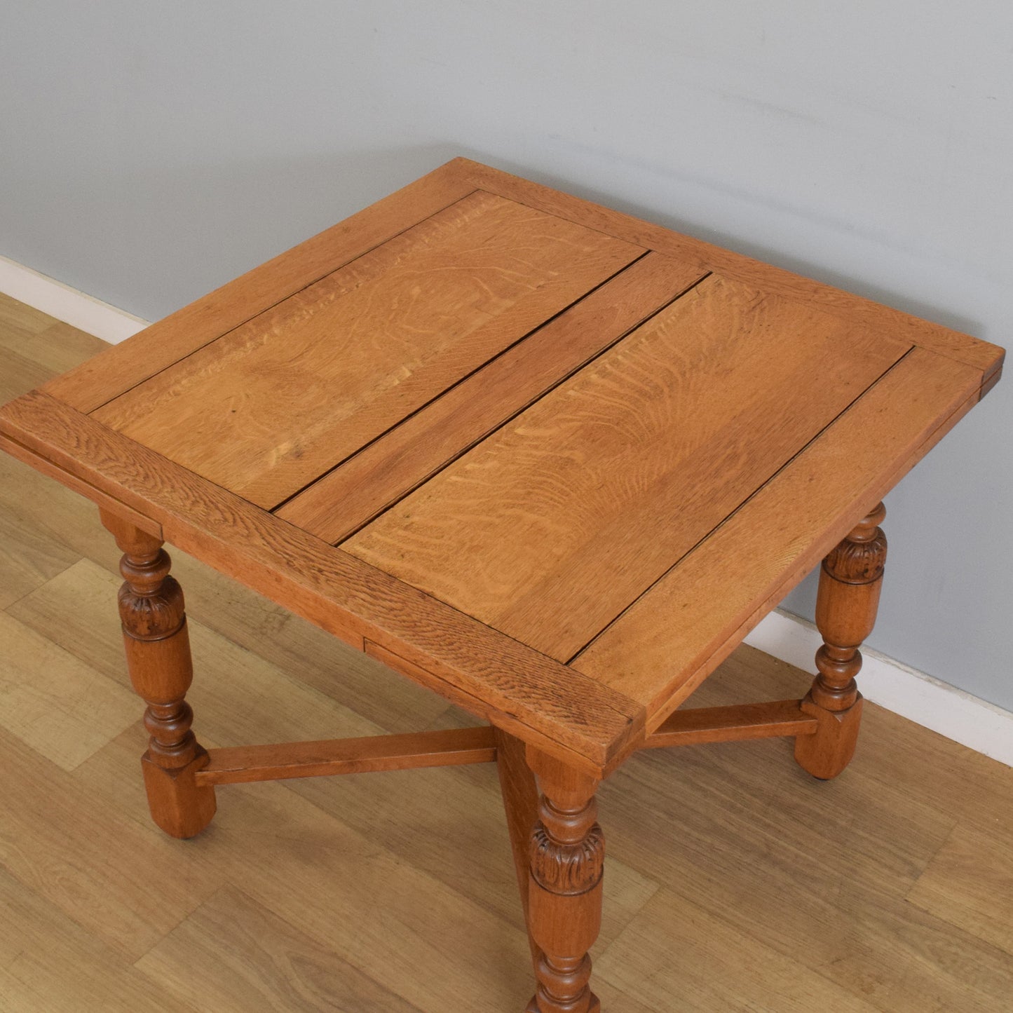 Oak Draw-Leaf Table and Four Chairs