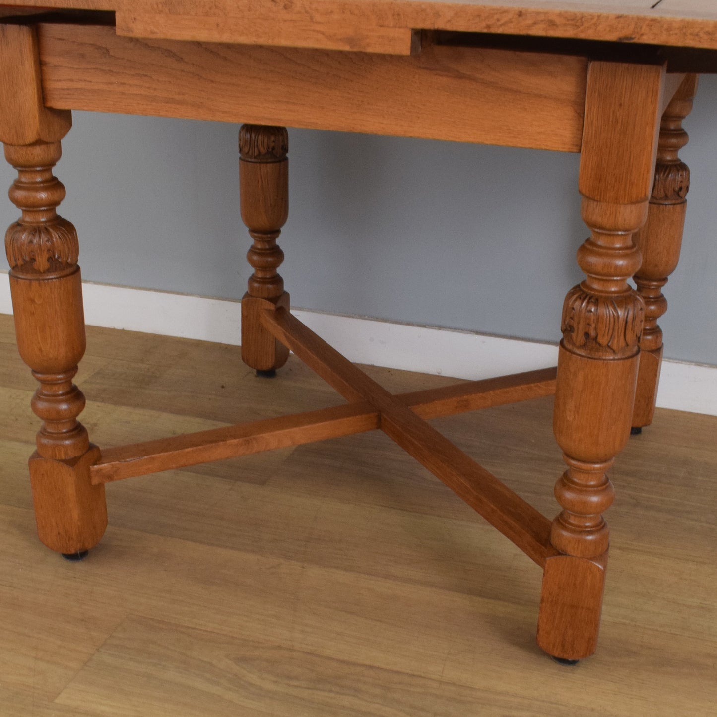 Oak Draw-Leaf Table and Four Chairs